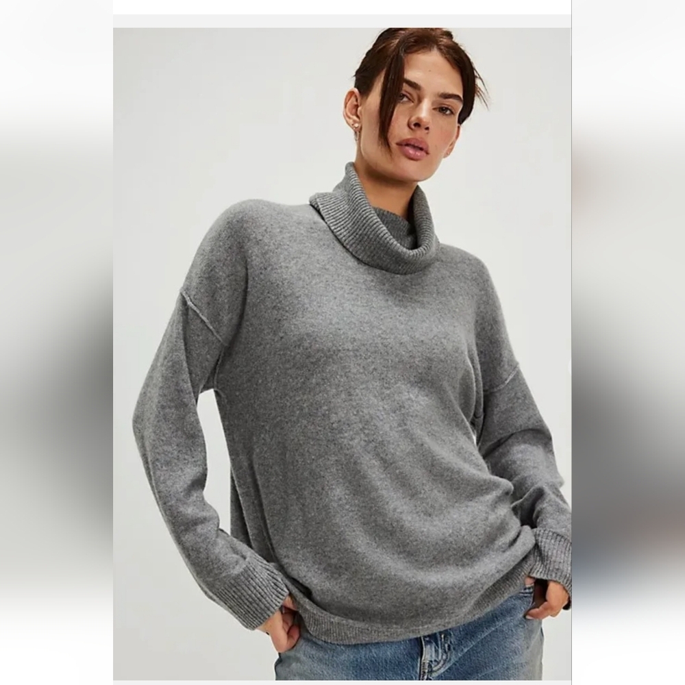 NWT XL Free People Cloudy 100% Cashmere Turtle Neck Sweater